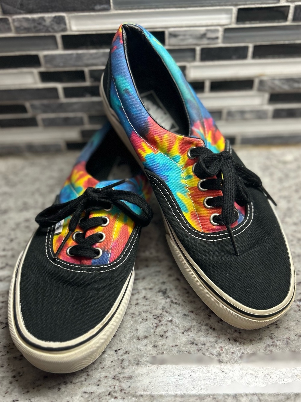 Vans Tie-Dye Canvas Lace-Up Sneakers - Black & Multicolor women’s 9.5, mens 8